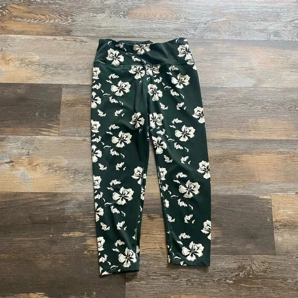 Sam Edelman Green Floral Leggings Crop Size Medium M - Picture 1 of 7